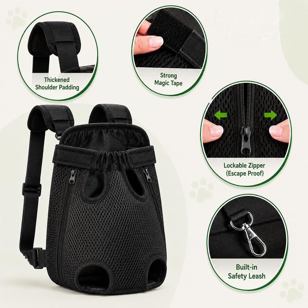Dog Cat Backpack Carrier, Black, X-Large